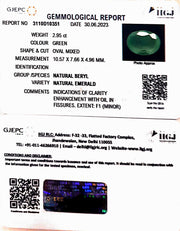 2.95/CT Natural Panna Stone with Govt. Lab Certificate (6771)